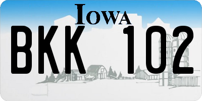 IA license plate BKK102