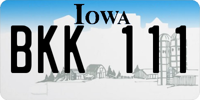 IA license plate BKK111