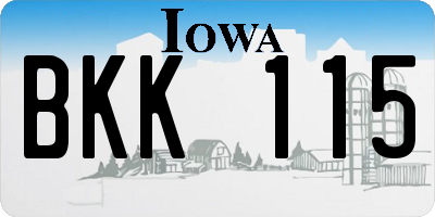 IA license plate BKK115