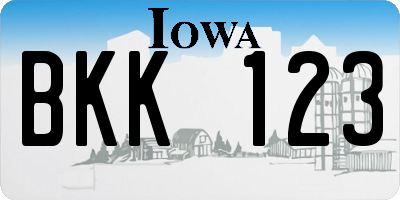 IA license plate BKK123
