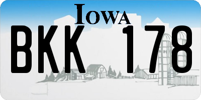 IA license plate BKK178