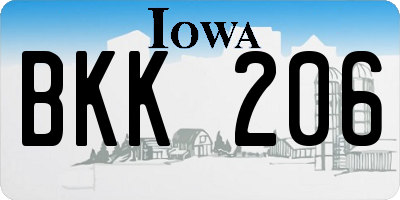 IA license plate BKK206