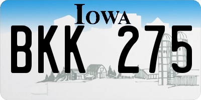 IA license plate BKK275