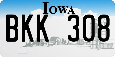 IA license plate BKK308