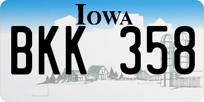 IA license plate BKK358