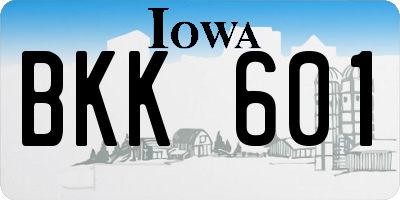 IA license plate BKK601
