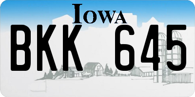 IA license plate BKK645