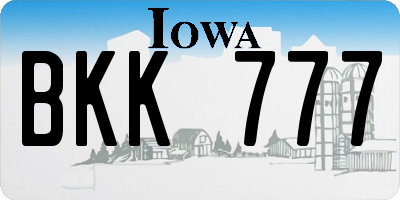 IA license plate BKK777