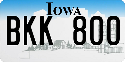 IA license plate BKK800