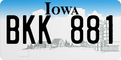 IA license plate BKK881