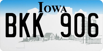 IA license plate BKK906