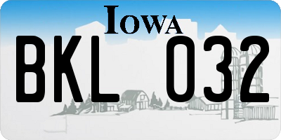IA license plate BKL032