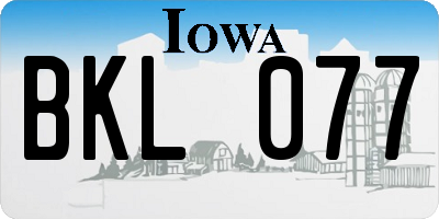 IA license plate BKL077