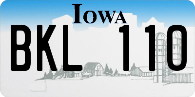 IA license plate BKL110