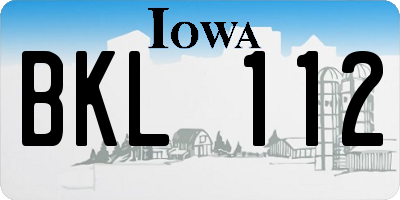 IA license plate BKL112