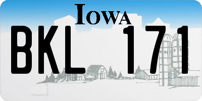 IA license plate BKL171
