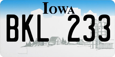 IA license plate BKL233