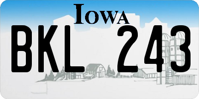 IA license plate BKL243