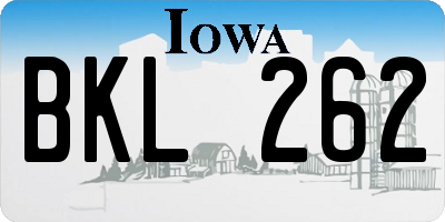 IA license plate BKL262