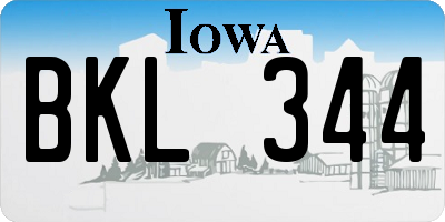 IA license plate BKL344