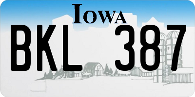 IA license plate BKL387