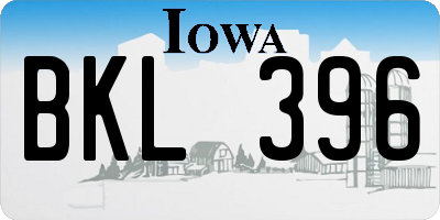 IA license plate BKL396