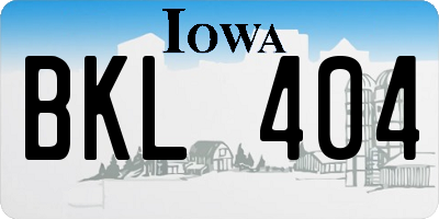 IA license plate BKL404
