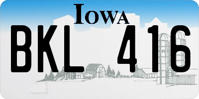 IA license plate BKL416