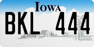 IA license plate BKL444
