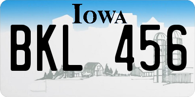 IA license plate BKL456