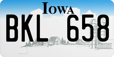 IA license plate BKL658