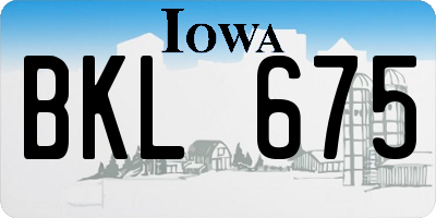 IA license plate BKL675