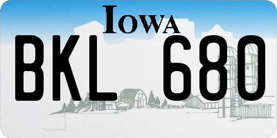 IA license plate BKL680