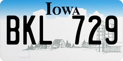 IA license plate BKL729