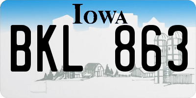 IA license plate BKL863