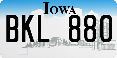 IA license plate BKL880
