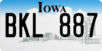 IA license plate BKL887