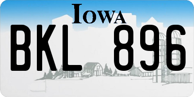 IA license plate BKL896