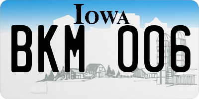 IA license plate BKM006