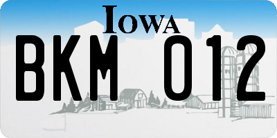 IA license plate BKM012