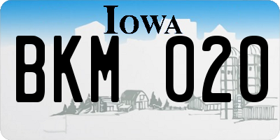 IA license plate BKM020