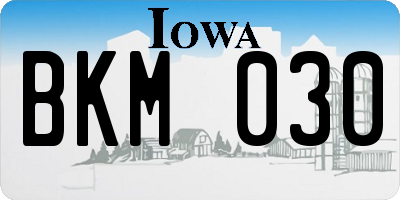 IA license plate BKM030