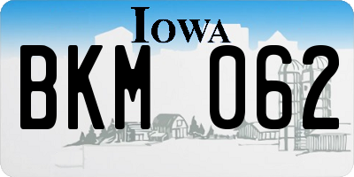 IA license plate BKM062