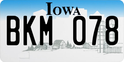 IA license plate BKM078