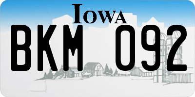 IA license plate BKM092