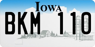 IA license plate BKM110