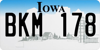 IA license plate BKM178
