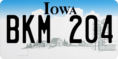 IA license plate BKM204