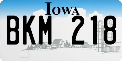 IA license plate BKM218