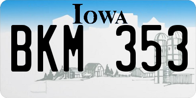 IA license plate BKM353